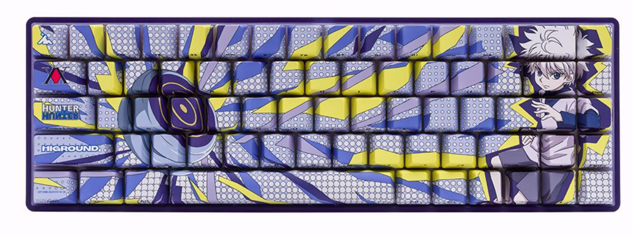 highground 65 keyboard featuring killua from hunterxhunter
